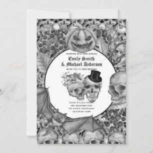 Gothique Halloween Skulls Invitation de la fête Bl