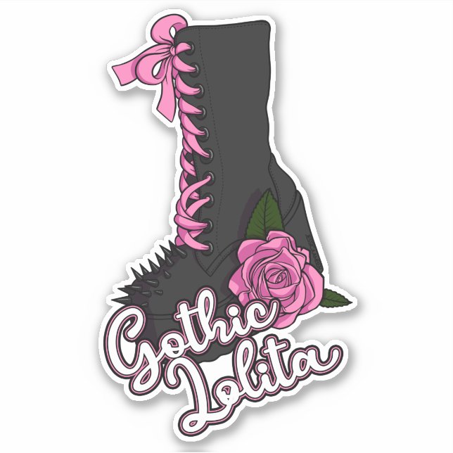 Gothique Lolita Slogan Rose Boot Vinyl Sticker (Devant)