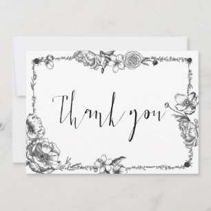 Gothique Main dessinée Fleurs Crâne carte de femme