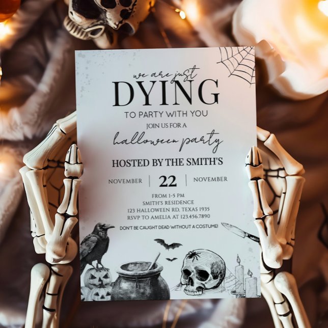 Gothique Mourir à la fête Halloween Invitation (We're Dying to Party Halloween Party Invitation)