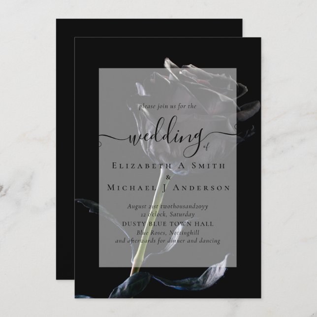Gothique Noir Rose Goth Wedding Invitation (Devant / Derrière)