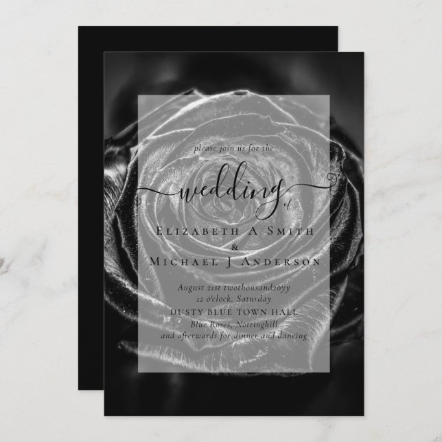 Gothique Noir Rose Goth Wedding Invitation (Devant / Derrière)