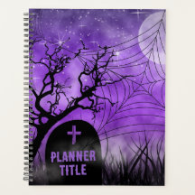 Gothique sinistre violet étoilé Web pleine lune