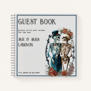 Gothique Skeleton Couple Mariage Livre d'invité