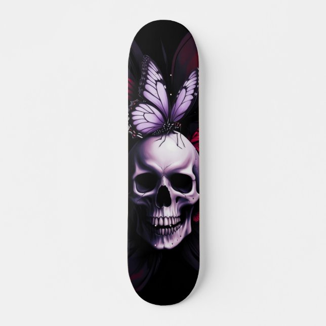 Gothique Skull Butterfly Skateboard Design (Devant)