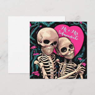 Gothique Squelette Mariage Merci Cartes Rose Turqu