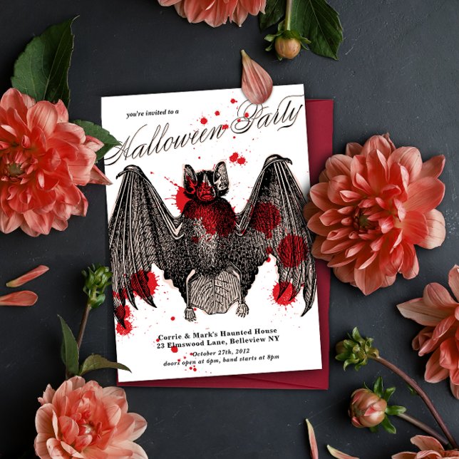 Gothique Vampire Bat Halloween Party Invitation (Créateur téléchargé)