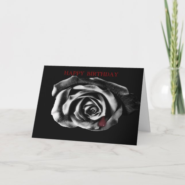 Gothique Vampire rose noir carte d'anniversaire (Devant)