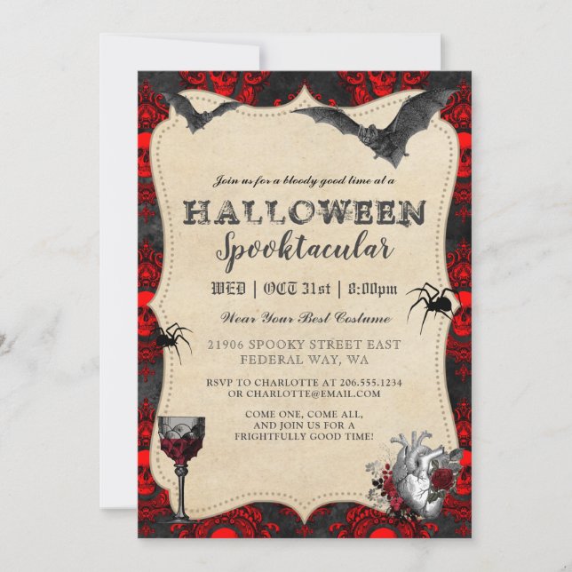 Gothique Vintage Halloween Spooktacular Invitation (Devant)
