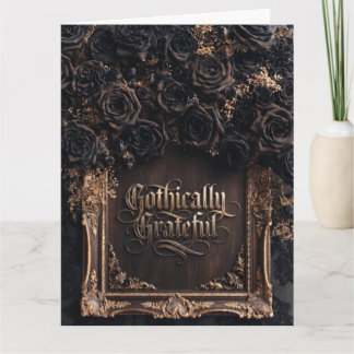Gothisch dankbare Typografie mit dunklen Rosen Dankeskarte