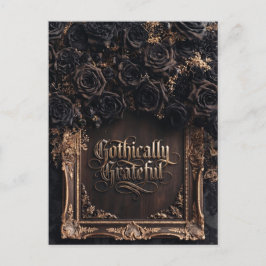 Gothisch dankbare Typografie mit dunklen Rosen  Postkarte