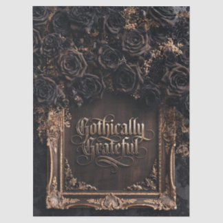 Gothisch dankbare Typografie mit dunklen Rosen Seidenpapier