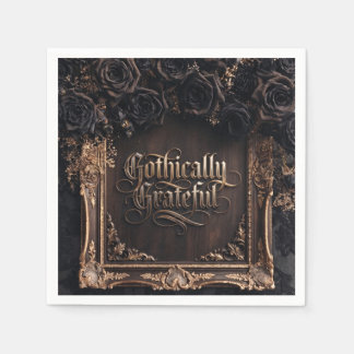 Gothisch dankbare Typografie mit dunklen Rosen Serviette