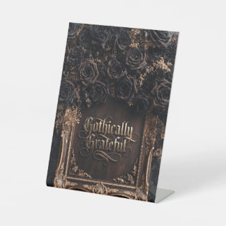 Gothisch dankbare Typografie mit dunklen Rosen Sockelschild