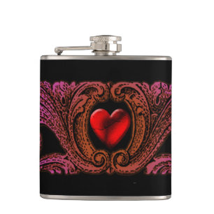 Gothisch-lila-Ornament mit Herzflasche Flachmann