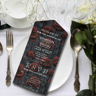 Gothisch Schwarz Rot Rose Weiß Text Blumen Hinterg All In One Einladung
