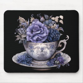 GOTHISCHE BLUE & PURPLE BLUMEN IN EINER TEACUP MOUSEPAD