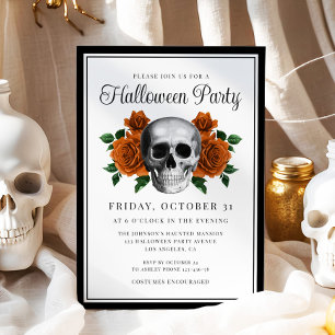 Gothische Blumen-Schädel-Halloween-Einladung Einladung