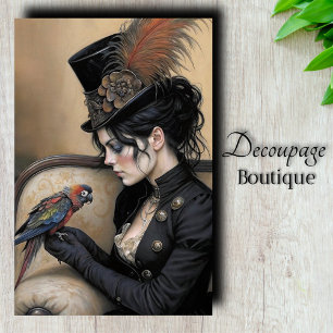 Gothische Dame Macaw-Dekupage Seidenpapier