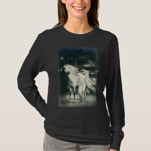 Gothische Frau mit weißem Pferd T-Shirt