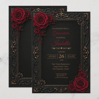 Gothische Halloween-Blumen-Quinceanera-Einladung Einladung