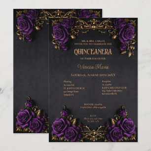 Gothische Halloween-Blumen-Quinceanera-Einladung Einladung