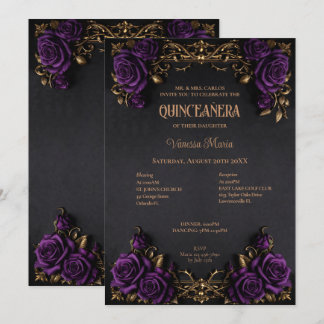 Gothische Halloween-Blumen-Quinceanera-Einladung Einladung