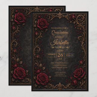 Gothische Halloween-Blumen-Quinceanera-Einladung Einladung