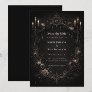 Gothische Halloween-Hochzeit Save-the-Date-Einladu Ankündigung