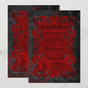 Gothische Halloween-Hochzeit Save-the-Date-Einladu Ankündigung