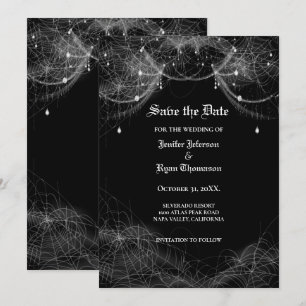 Gothische Halloween-Hochzeit Save the Date Einladu Ankündigung