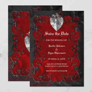 Gothische Halloween-Hochzeit Save-the-Date-Einladu Ankündigung