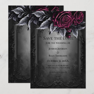 Gothische Halloween-Hochzeit Save-the-Date-Einladu Ankündigung