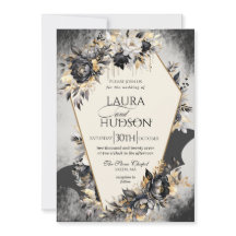 Gothische Halloween-Schwarze Florale Hochzeitseinl