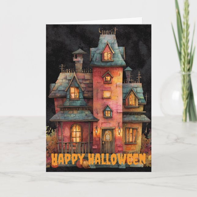 Gothische Halloween-Szene Feiertagskarte (Vorderseite)