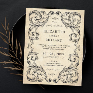 Gothische Hochzeit im Vintage-Stil Einladung