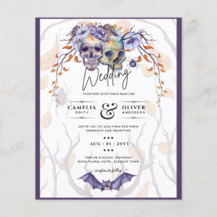 Gothische Hochzeitseinladung Lila Orange Schädel Flyer