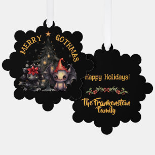 Gothische Kreaturen und Weihnachtsbaum Ornament Karte