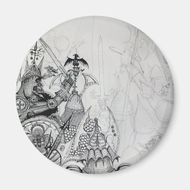 GOTHISCHE KRIEGER, Barbarische Ritter, Fantasie Magnet (Vorne)