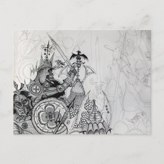 GOTHISCHE KRIEGER, Barbarische Ritter, Fantasie Postkarte (Vorderseite)