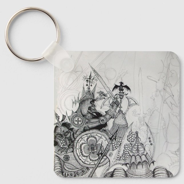 GOTHISCHE KRIEGER, Barbarische Ritter, Fantasie Schlüsselanhänger (Vorderseite)