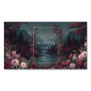 Gothische Märchenrose Flussdal Nachtlandschaft Magnetische Visitenkarte