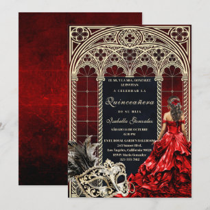 Gothische Masquerade-Quinceañera-Einladung Einladung