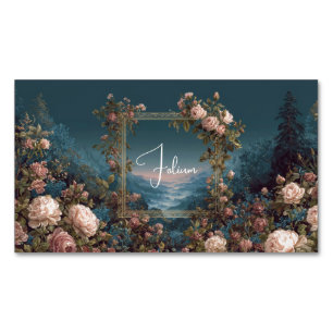 Gothische melancholische Rosenflusslandschaft Gold Magnetische Visitenkarte