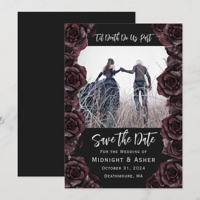 Gothische Rose bis zum Tod machen uns Save the Dat Date (Vorne/Hinten)
