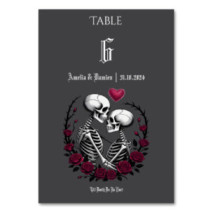 Gothische Rose bis zum Tod Skelett Paar Hochzeit Tischnummer