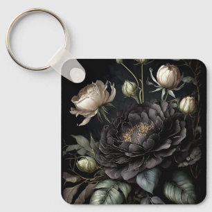 Gothische Rosenanordnung schwarze Blume Schlüsselanhänger