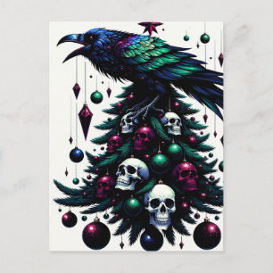 Gothische Schädel und Raben Weihnachtsbaum Postkarte