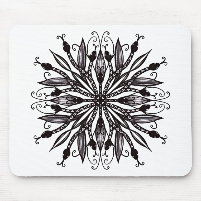 Gothische Schlangen schwarz-weiß Mousepad (Vorne)