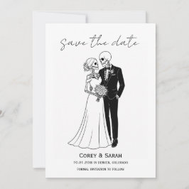 Gothische Skelett Halloween Save the Date Karten